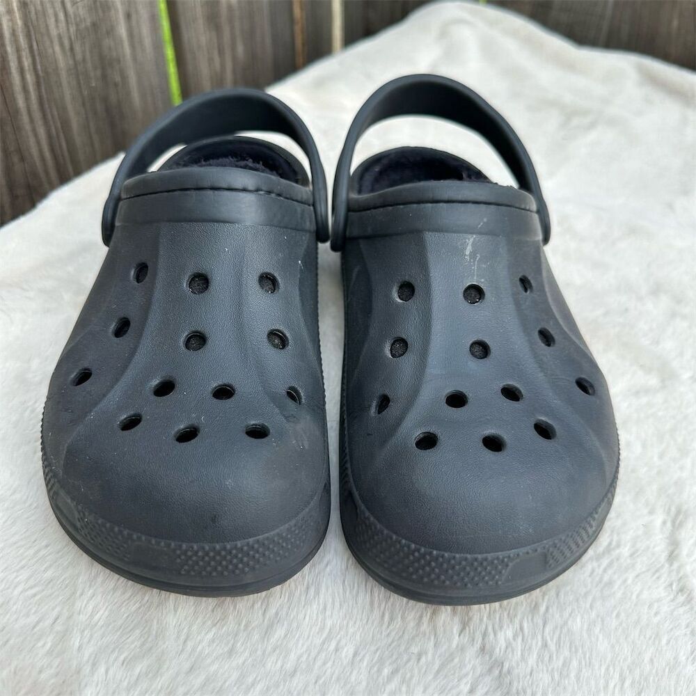 Crocs Unisex Black Lined Clogs Slingback M6/W8 Casual Shoes